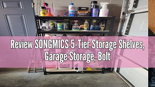 Review SONGMICS 5Tier Storage Shelves Garage Storage Boltless Assembly Adjustable Shelving Unit [upl. by Barry]