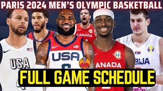 2024 PARIS OLYMPICS MENS BASKETBALL ROUND 1 FULL GAME SCHEDULETEAM USA BASKETBALL GAME SCHEDULE [upl. by Lamberto]