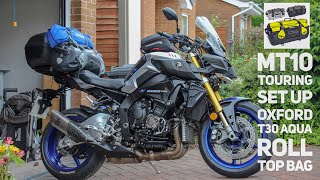 Oxford Aqua T30 Litre Roll Top Bag on my Yamaha MT10 [upl. by Bergstrom470]