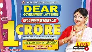 DEAR 1 PM INDUS WEDNESDAY DRAW DATE 04122024 NAGALAND STATE LOTTERIES [upl. by Alvin]