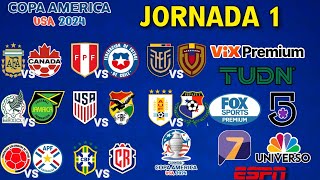 FECHAS HORARIOS Y CANALES PARA LA JORNADA 1 DE LA COPA AMERICA 2024 [upl. by Ameg]