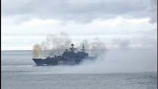 Russian Destroyer Admiral Ushakov In Action [upl. by Russia]