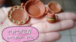 Imitacion Trastecitos de barro PORCELANA FRIA tuto [upl. by Eibob]