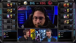 Dignitas vs XDG  2014 NA LCS Spring split S4 W2D1 G1  XDG vs Dignitas  DIG vs XDG full game HD [upl. by Mackie]