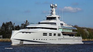 NORN  Yacht 1601  maiden voyage of brand new LURSSEN superyacht with sailing at Kiel Canal  4K [upl. by Reames670]