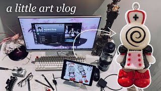 a little art vlog getting out of my comfort zone sculpting figures with polymer clay studiovlog [upl. by Ibbison]