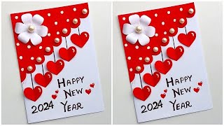 DIY Happy New year Greeting card 2024  How to make New year card  New year card making easy [upl. by Staley895]