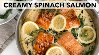 Creamy Garlic Butter Salmon  Onepan 15 minutes recipe [upl. by Zena]