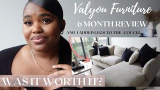 WAS IT WORTH IT VALYOU FURNITURE 6 MONTH UPDATE  I ADDED LEGS TO MY COUCH [upl. by Aynas]