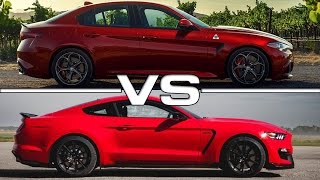 Alfa Romeo Giulia Quadrifoglio vs Ford Mustang Shelby GT350R [upl. by Ycaj]