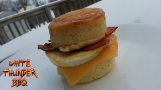 Maple Pancake Breakfast Sandwich recipe  Bacon Egg and cheese on maple pancakes [upl. by Moran]