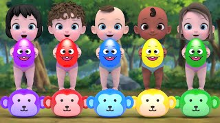 Surprise egg  Head Shoulders Knees And Toes amp Five Little Monkeys Nursery Rhymes amp Kids Songs [upl. by Chryste]