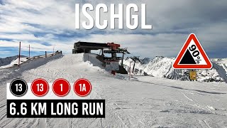 66km long run via pistes 13 13 1 1a in Ischgl Samnaun [upl. by Ailehs]