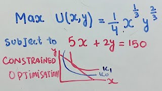 constrained optimisation problem maximize utility function subject to budget constraint [upl. by Grega]