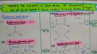 Tricks to learn 11 oxo acid structures of sulphur and finding of noof SS bonds OO bonds SoS [upl. by Attem]