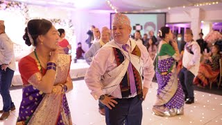 Nepali Wedding Dance  Tangting Ko Melaima  Rupa Limbu and Prakash Gurungs UK Wedding 2019 [upl. by Norabel971]