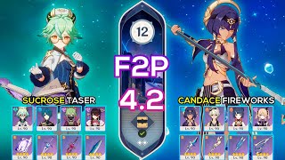 F2P Sucrose Taser amp Candace Fireworks  Spiral Abyss 42  Genshin Impact [upl. by Eilagam]