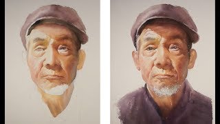 Watercolor portrait painting tutorial  old man portrait [upl. by Okiron]