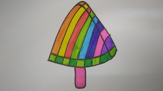 very easy watermelon icecream drawing and colouringstep by step for kids [upl. by Steffane]