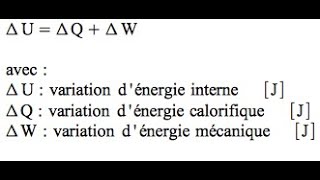 PREMIERE PRINCIPE DE LA THERMODYNAMIQUE [upl. by Ielerol245]