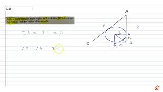 ABC is Right triangle right angled at B such that BC  6 and AB  8 cm Find the radius of it [upl. by Shanda]