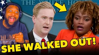 Karine Jean Pierre RAGE QUITS After Peter Doocy CHECKS HER For Calling Trump A quotTHREATquot [upl. by Nelie540]