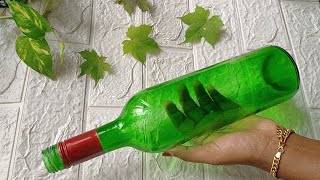 Trying My First Viral Bottle ArtRecreate My Favourite Bottleart Leaf Bottle Paintingbottle [upl. by Rodie453]