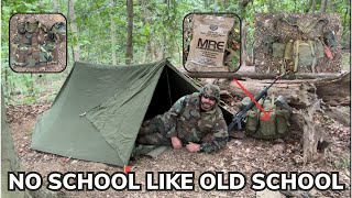 Solo Overnight Practicing Misery in The Woods with Old School Military Gear [upl. by Tnattirb684]