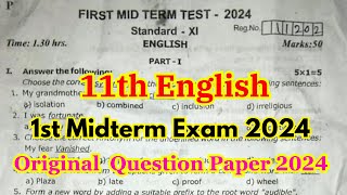 11th english first mid term question paper 2024  11th english 1st mid term question paper 2024 [upl. by Armin40]