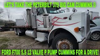 TAKING THE PETERBILT 379 BIG CAM SUMMINS AND F700 59 12VALVE CUMMINS FOR A DRIVE [upl. by Keyte]