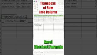 Transpose in Excel😯 Excel Transpose Formula🔥✅ Excel Tricks🔥 excel shortcuts [upl. by Ynaffik]