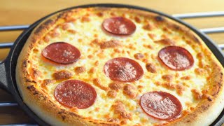 EASY Pan Pizza In 3 STEPS How to make pizza in a pan Homemade Pan Pizza Pan style Pizza [upl. by Lehcer]