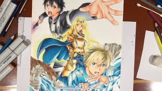 Drawing Kirito Alice and Eugeo from SAO Alicization アリシゼーション [upl. by Adrienne]