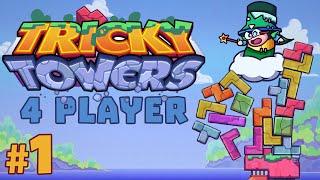 Tricky Towers  1  Tetris Race 4 Player Gameplay [upl. by Obara]