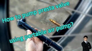 How to pump presta valve using portable air pump [upl. by Doggett458]