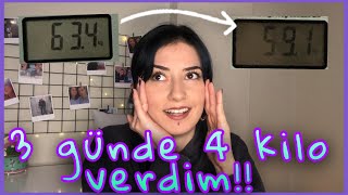 3 GÜNDE 4 KİLO VERDİM diyet listem nelere dikkat ettim 3 günde 4 kilo verdiren detoks sporsuz [upl. by Moyra640]