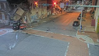 VIDEO  Fatal crash as fleeing car causes building collapse in Baltimore [upl. by Enitsirhc93]