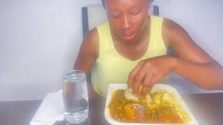 AFRICAN FOOD MUKBANG OKRO SOUP AND SEMO FUFU asmr [upl. by Modie]