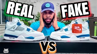 REAL vs FAKE MILITARY BLUE Air Jordan 4 WATCH BEFORE YOU BUY [upl. by Ayin332]