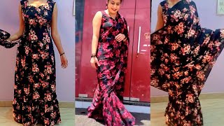 Saree style gown  talented Ritu Ishan Jaisi dress  two in one dress [upl. by Thorfinn]