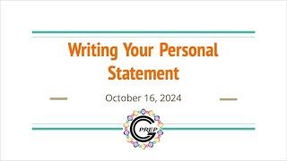 Webinar Writing Your Statement of Purpose 2024 [upl. by Whalen936]