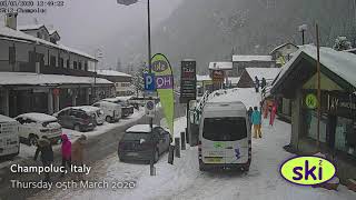 Webcam Snowfall in early March Champoluc [upl. by Alidis861]