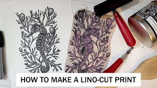 LinoCut Printmaking Process  Tips and Tricks  EHollingsheadArt [upl. by Treiber]