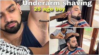 25 AGE UNDERARM SHAVING ONE SIDE HAIRCUT OR BEARD SHAVE STYLE ANDD TAN PAKUSE STEP BYE STEPTUTORIAL [upl. by Ahsemit691]