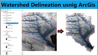 How to use a DEM to delineate a WatershedBasin in ArcGIS  Determine Catchment area using ArcMap [upl. by Nosirb914]