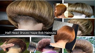 Cute Half Head Shaved Nape Bob Haircuts and Full Head Shaved Nape Bob Haircuts for Women Bowl Hair [upl. by Maurine]