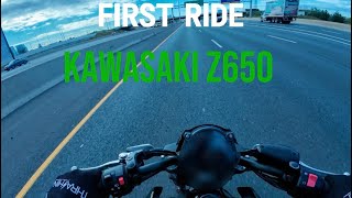 FIRST MOTORCYCLE  KAWASAKI Z650  RIDE HOME FROM THE DEALERSHIP  POV [upl. by Avik]