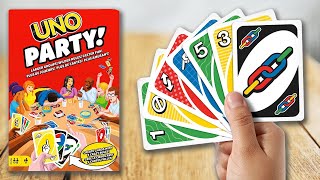 UNO PARTY  Spielregeln TV Spielanleitung Deutsch  MATTEL GAMES Gruppen Uno Karten [upl. by Ximenes391]