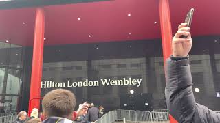 Newcastle fans chanting towards the players at their hotel in Wembley⚫️⚪️ [upl. by Araic253]