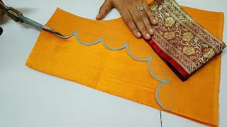 Paithani saree blouse back neck design  blouse  cutting and stitching back neck blouse design [upl. by Wildermuth]